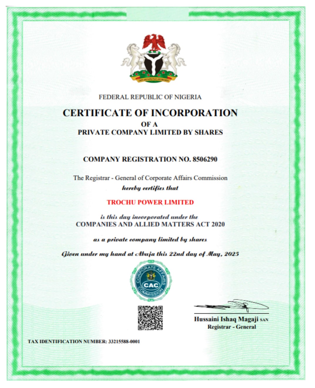 TROCHU POWER LIMITED